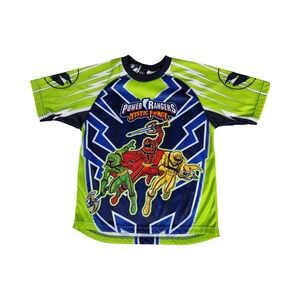 Vintage Power Rangers Mystic Force Kids Jersey Shirt Size 7 Blue Green‎ Graphic